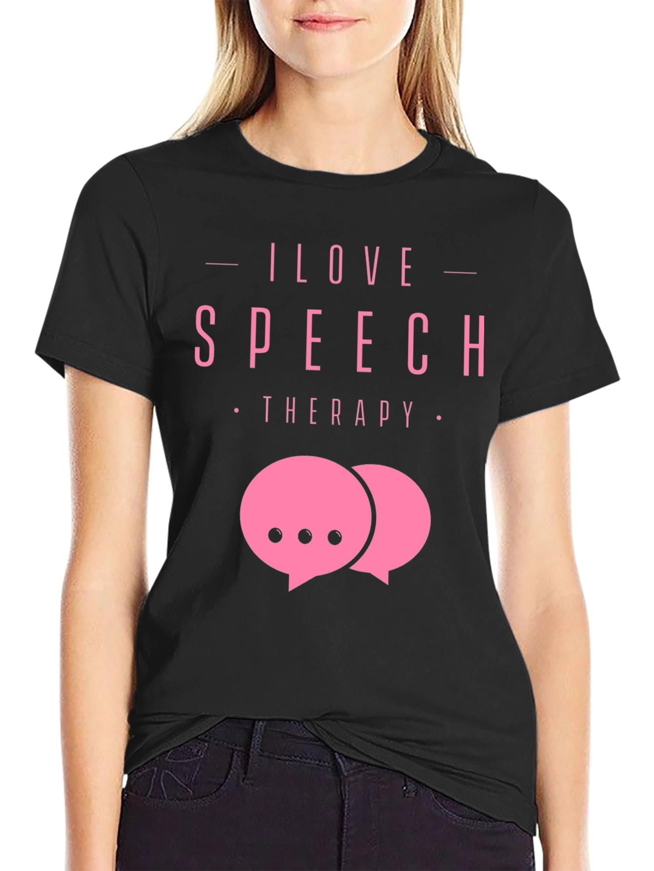 I Love Speech Therapy Black T-Shirt