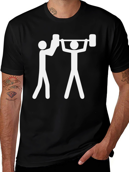 Funny Weightlifting Stick Figure Black T-Shirt