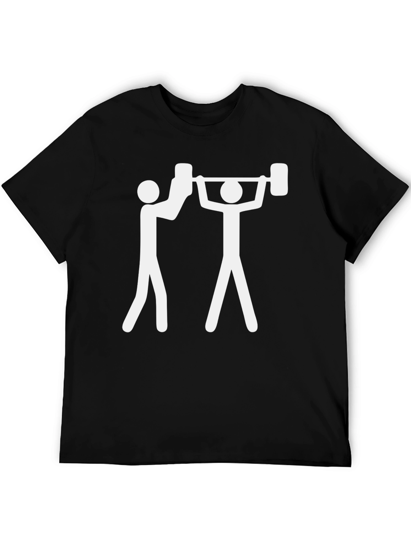 Funny Weightlifting Stick Figure Black T-Shirt