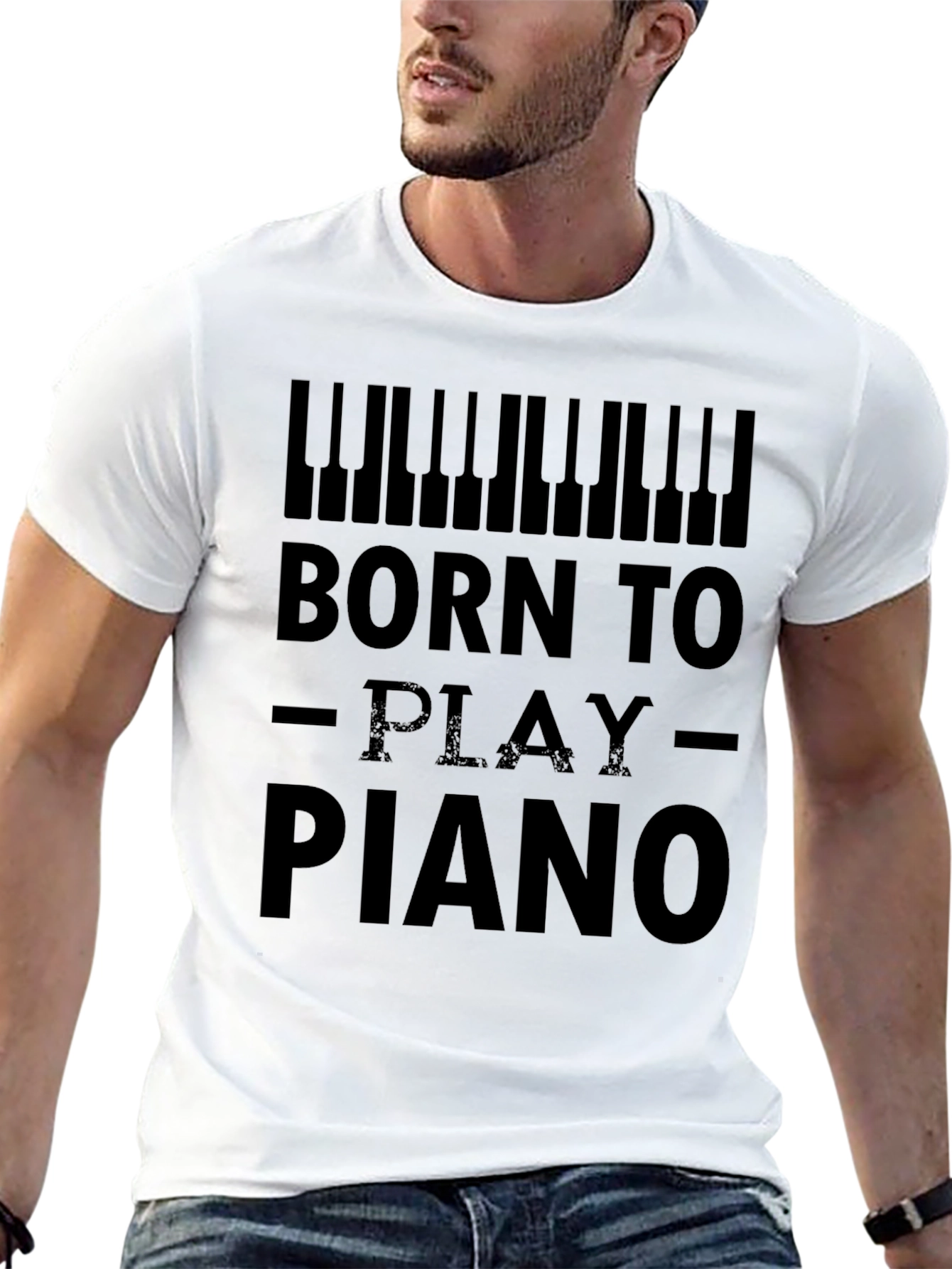 Born to Play Piano Graphic Tee - Black