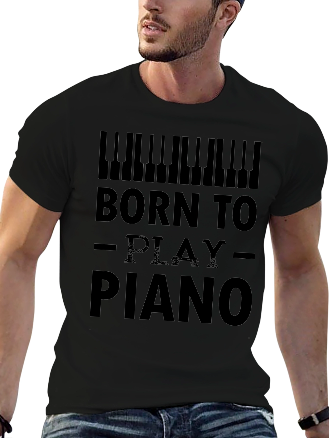 Born to Play Piano Graphic Tee - Black