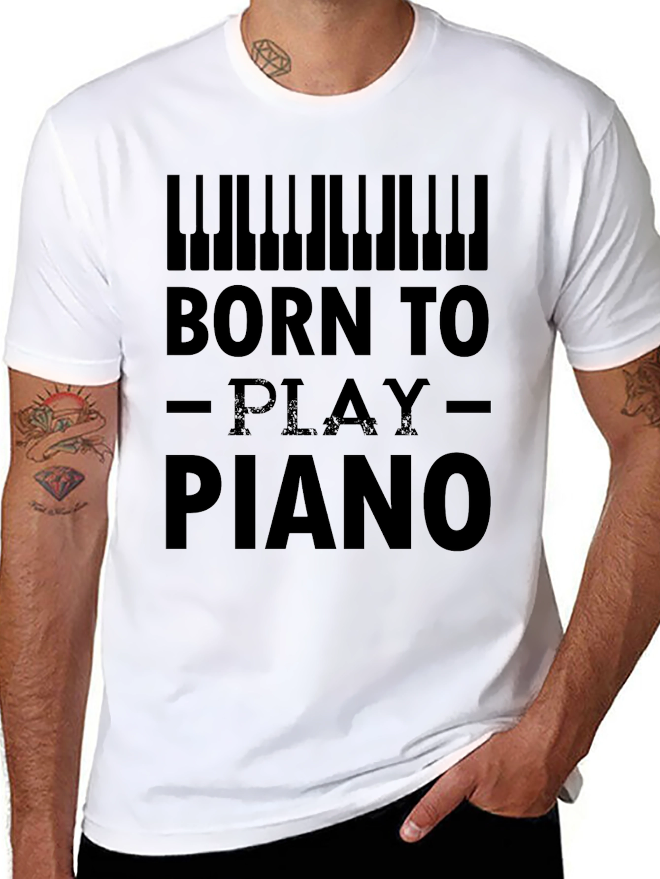 Born to Play Piano Graphic Tee - Black