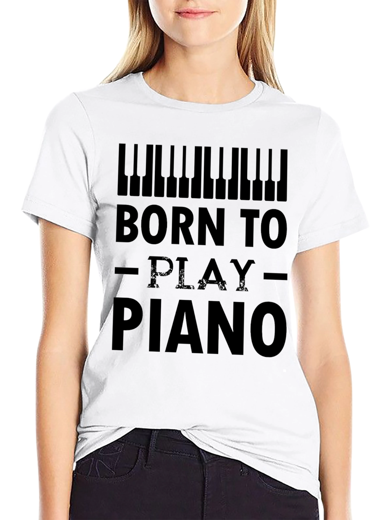 Born to Play Piano Graphic Tee - Black