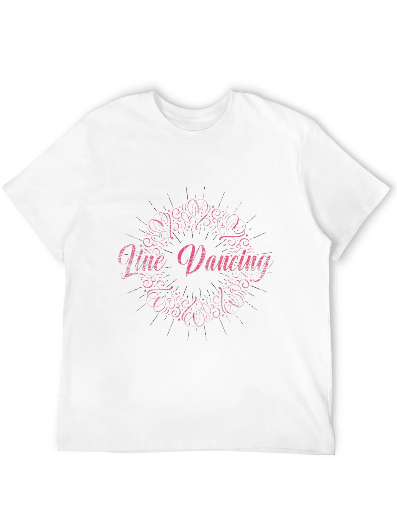 Line Dancing Graphic Tee - Black Cotton Shirt