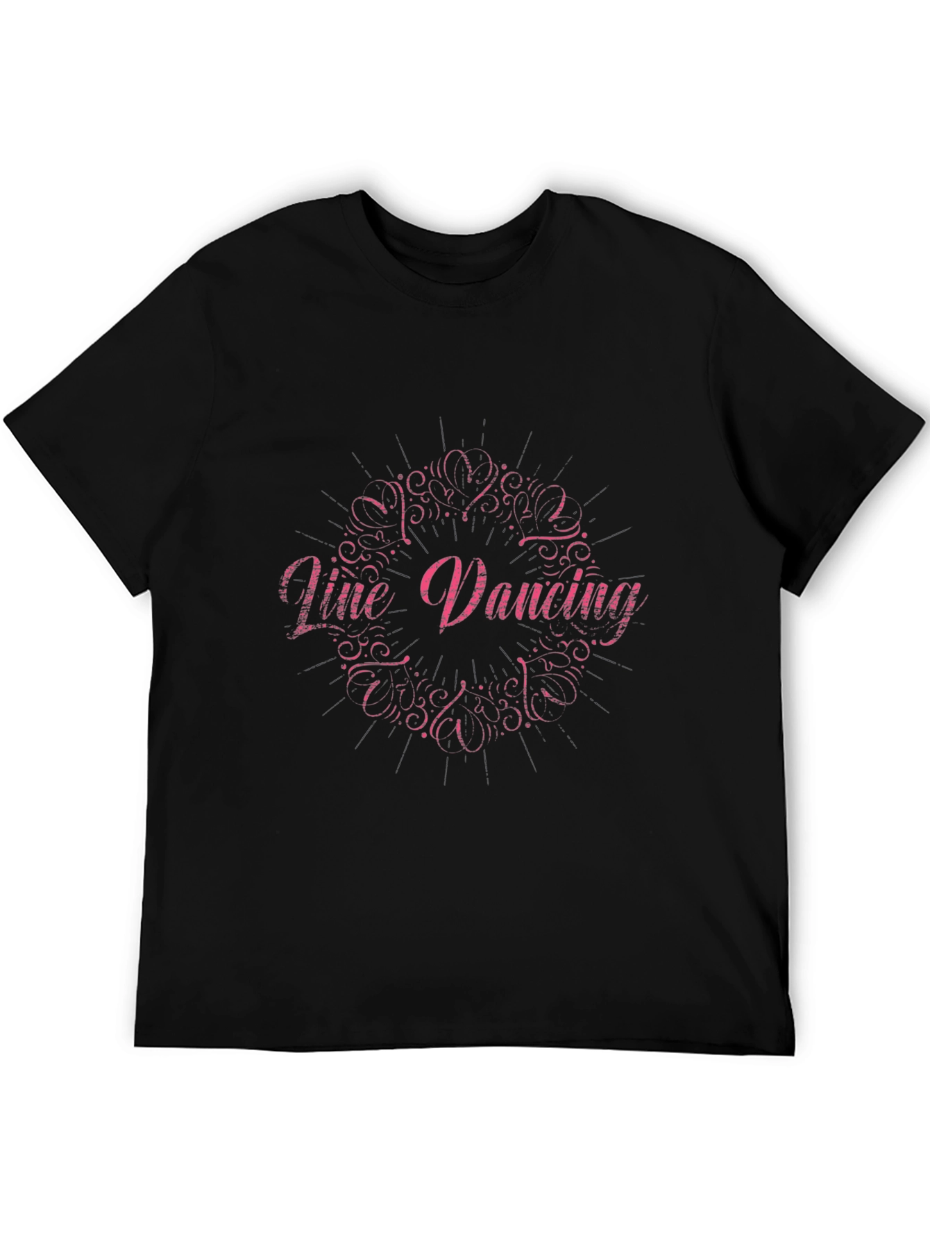 Line Dancing Graphic Tee - Black Cotton Shirt