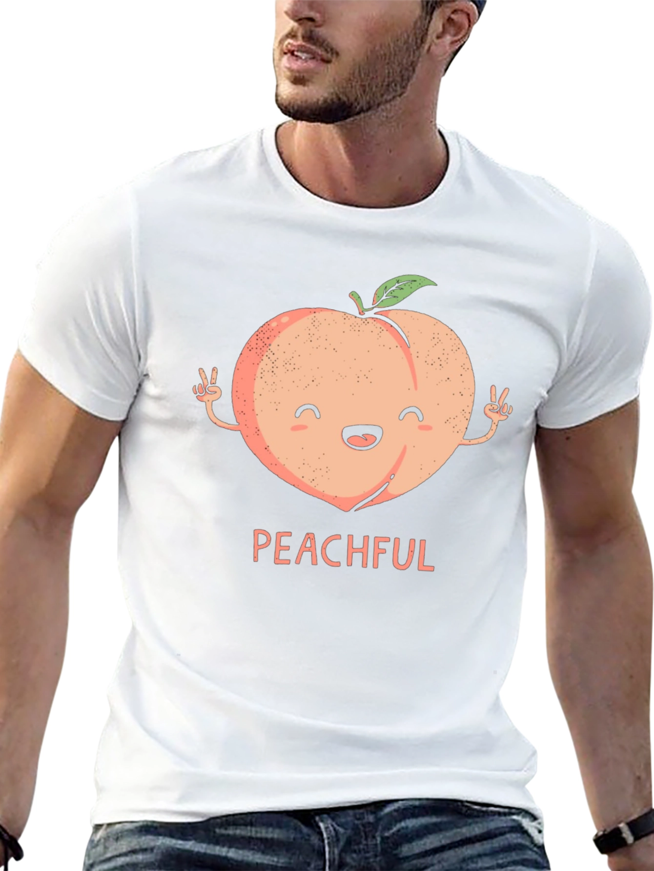 Peachful Black T-Shirt
