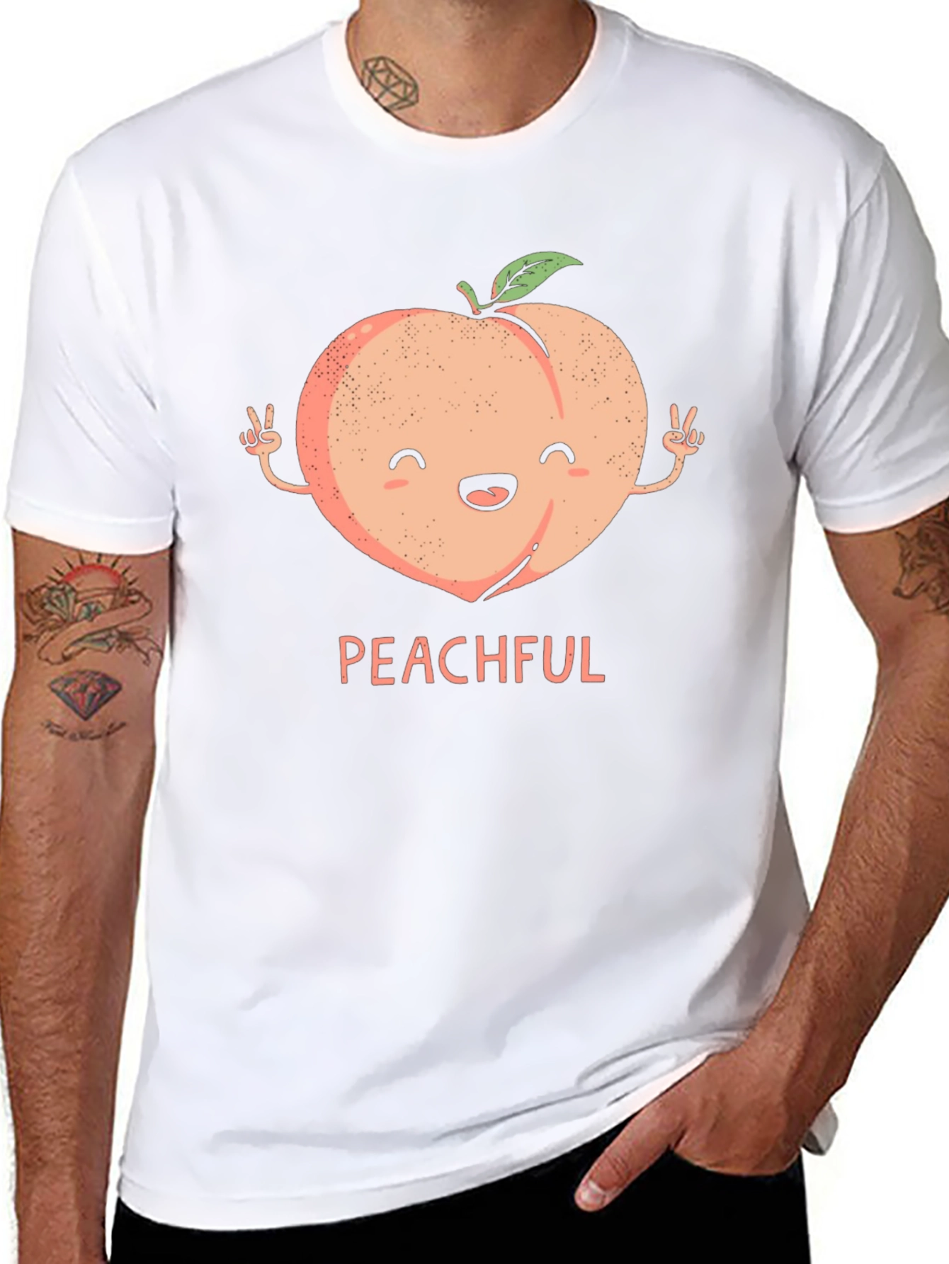 Peachful Black T-Shirt