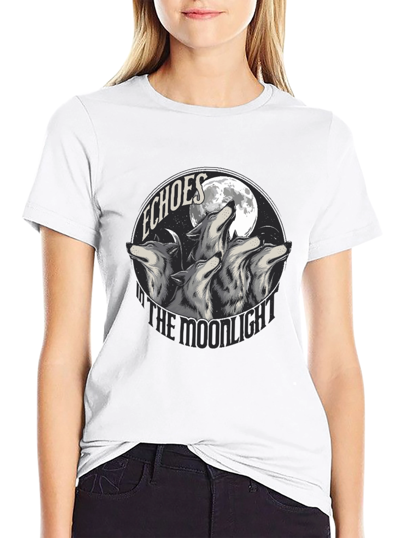 Echoes in the Moonlight Wolves Graphic T-Shirt