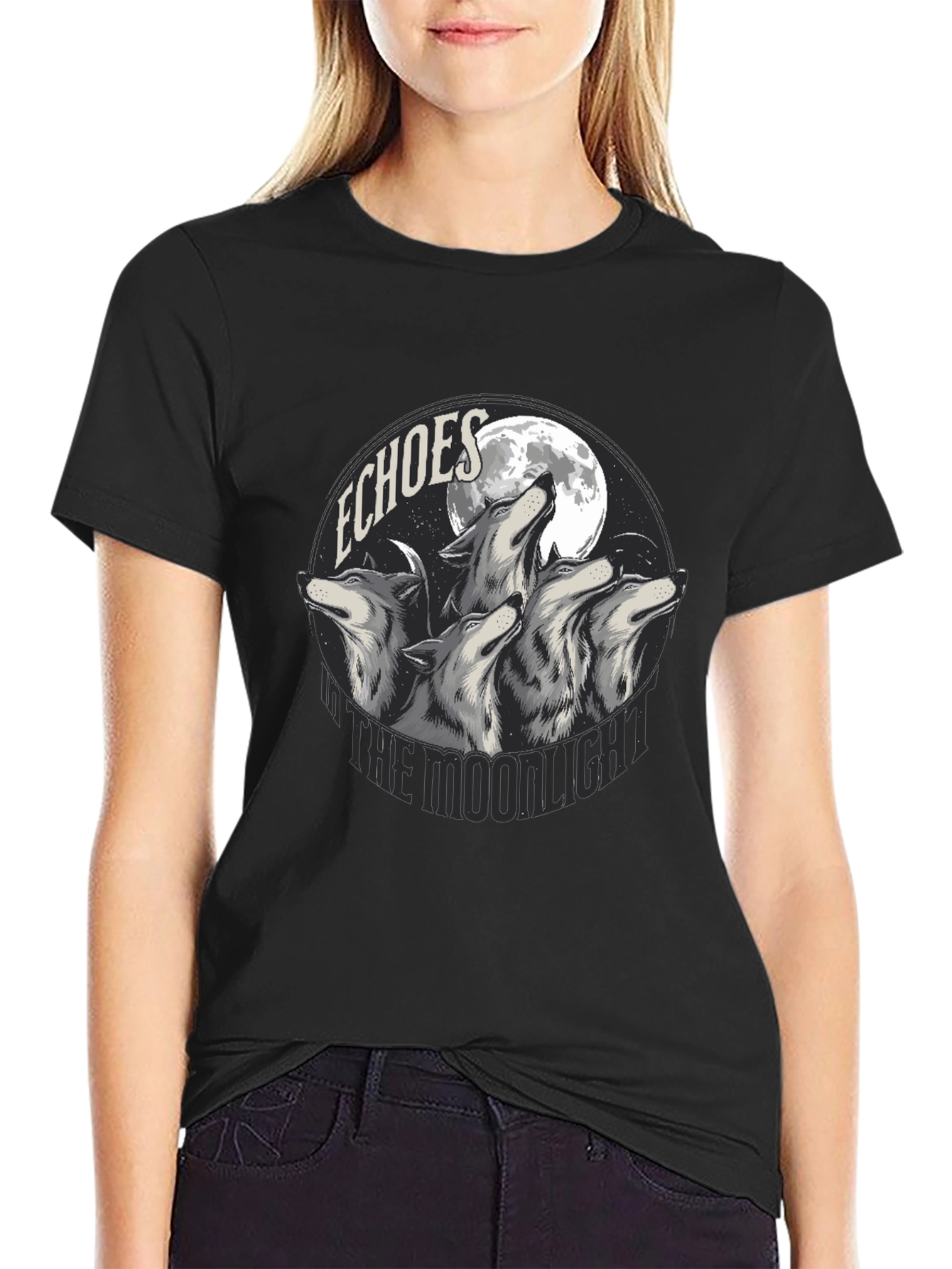 Echoes in the Moonlight Wolves Graphic T-Shirt