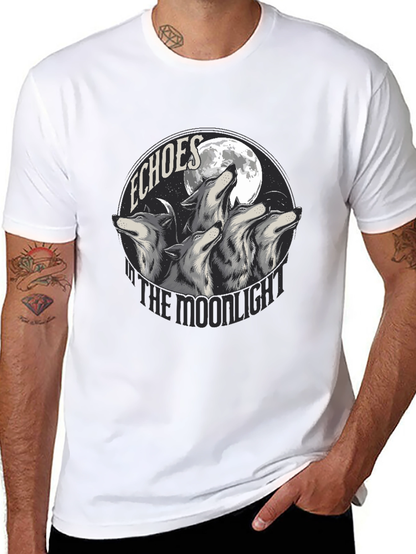 Echoes in the Moonlight Wolves Graphic T-Shirt