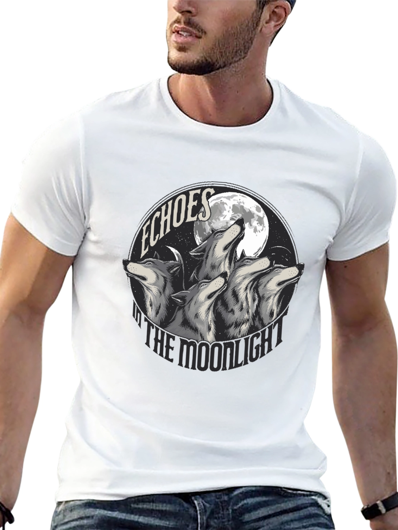 Echoes in the Moonlight Wolves Graphic T-Shirt