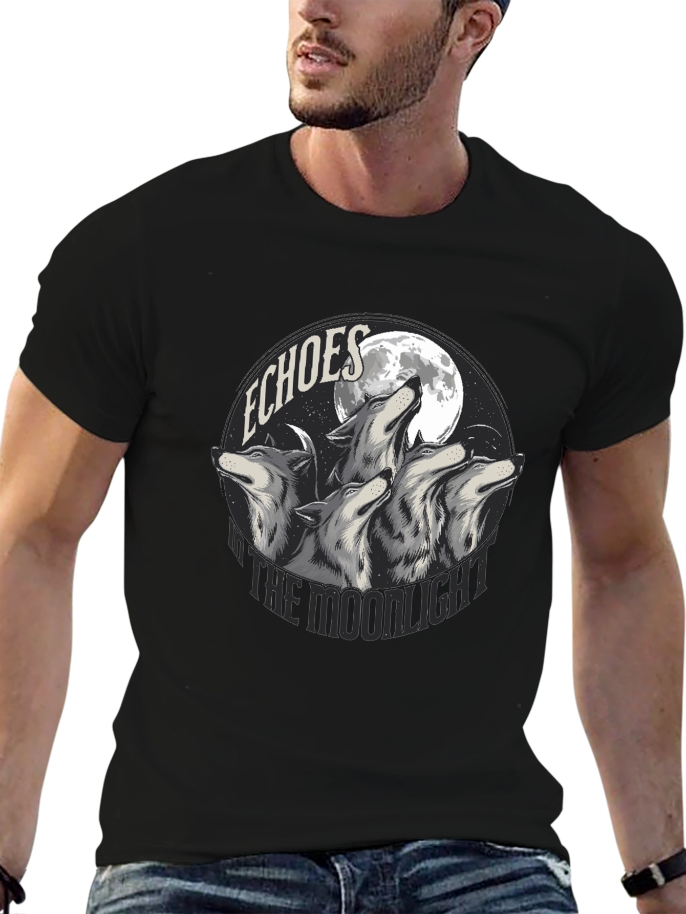 Echoes in the Moonlight Wolves Graphic T-Shirt