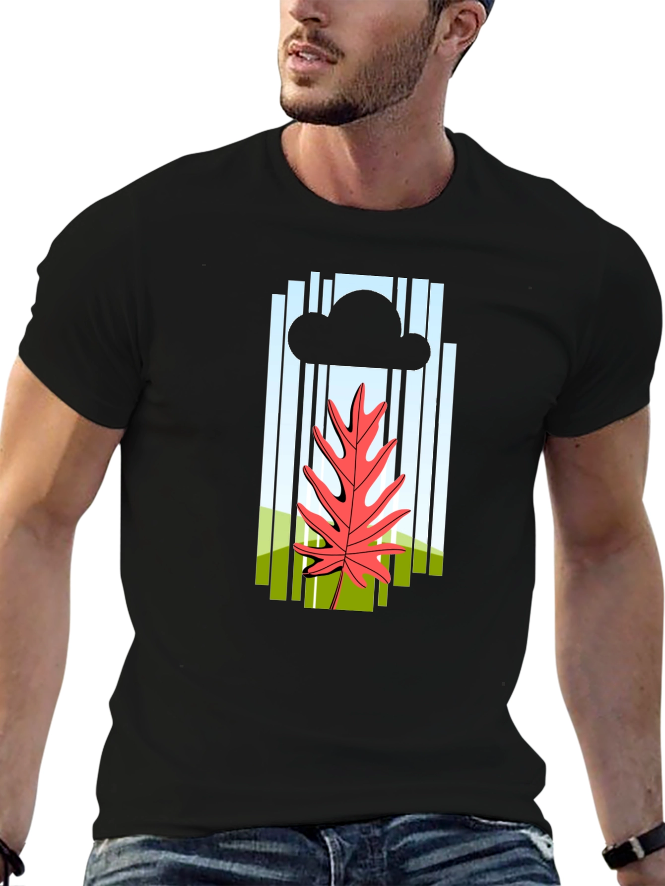 Stylish Graphic Print Black T-Shirt