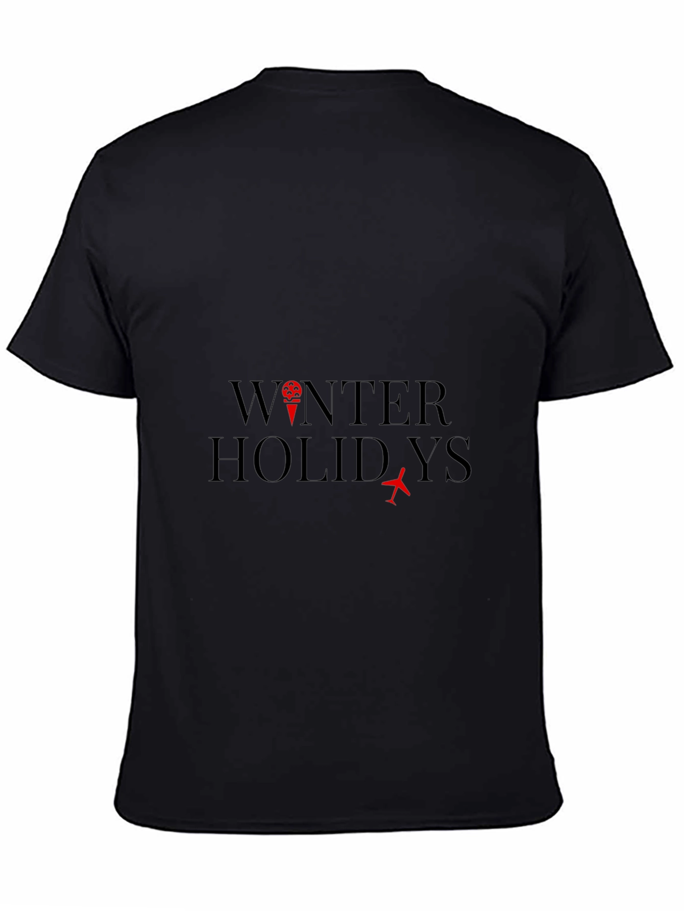 Winter Holidays Black Crew Neck T-Shirt