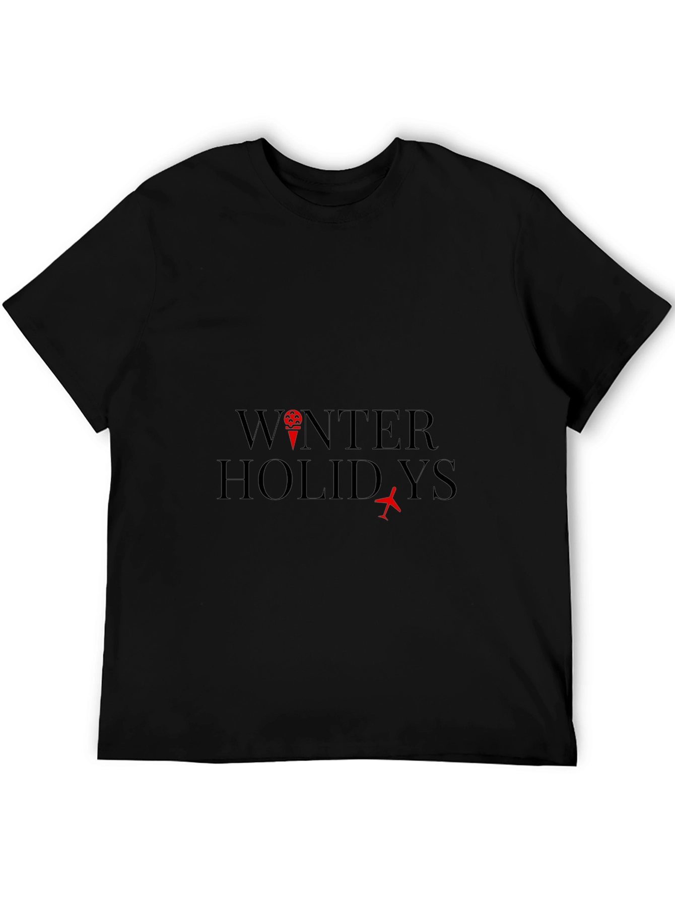 Winter Holidays Black Crew Neck T-Shirt