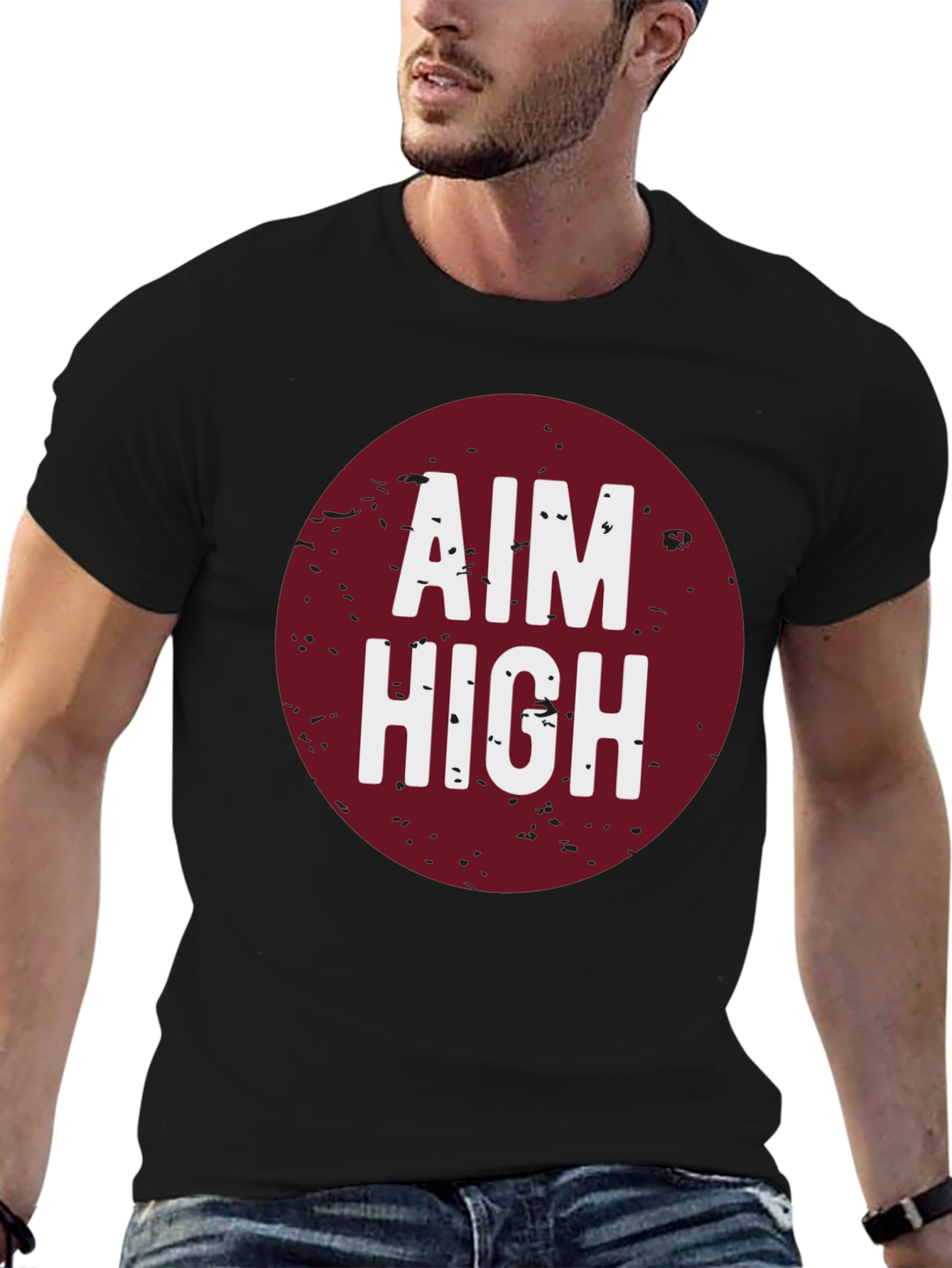 Aim High Graphic Tee - Black Cotton T-Shirt