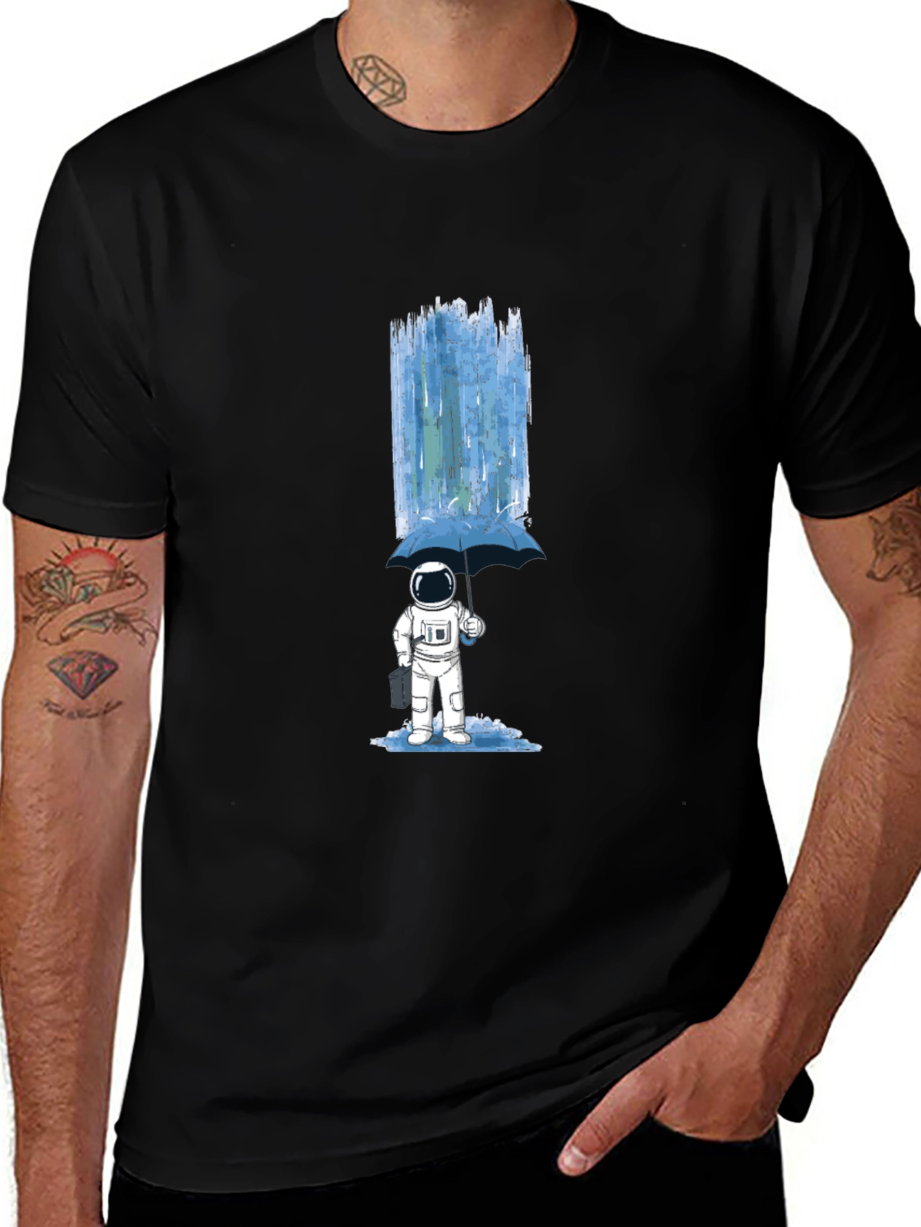 Astronaut Umbrella Graphic T-Shirt - Space Lover Tee