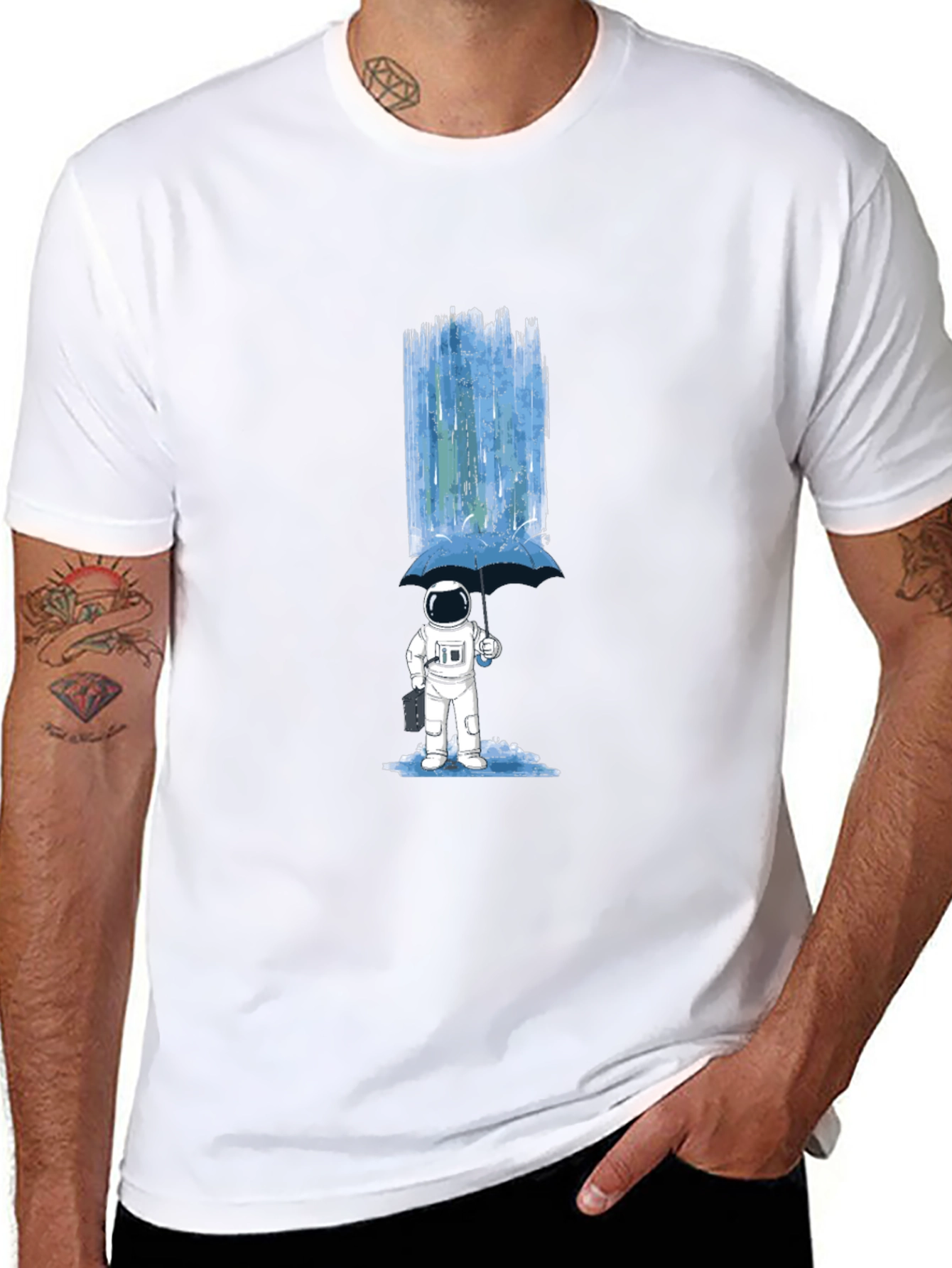 Astronaut Umbrella Graphic T-Shirt - Space Lover Tee
