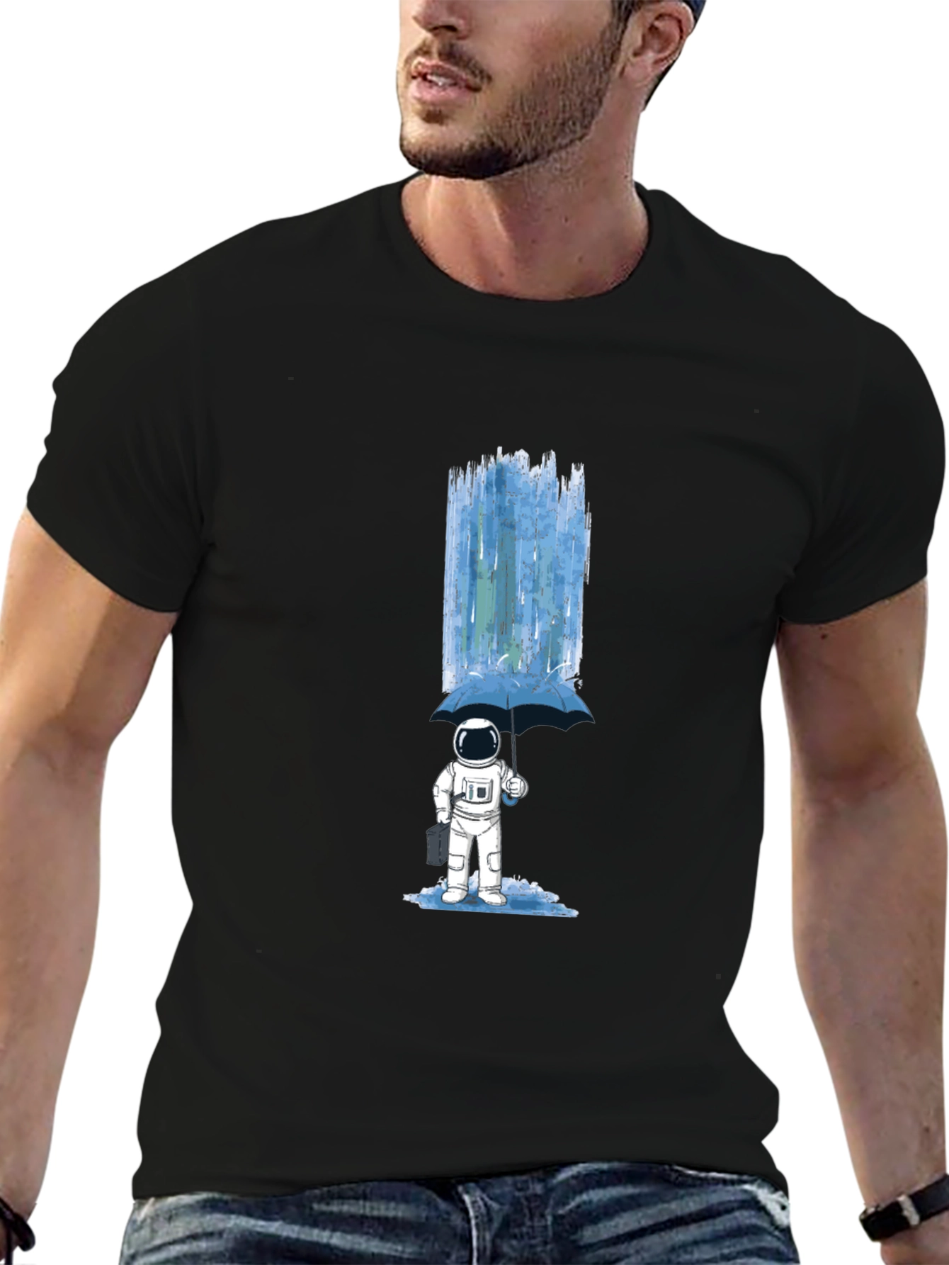 Astronaut Umbrella Graphic T-Shirt - Space Lover Tee
