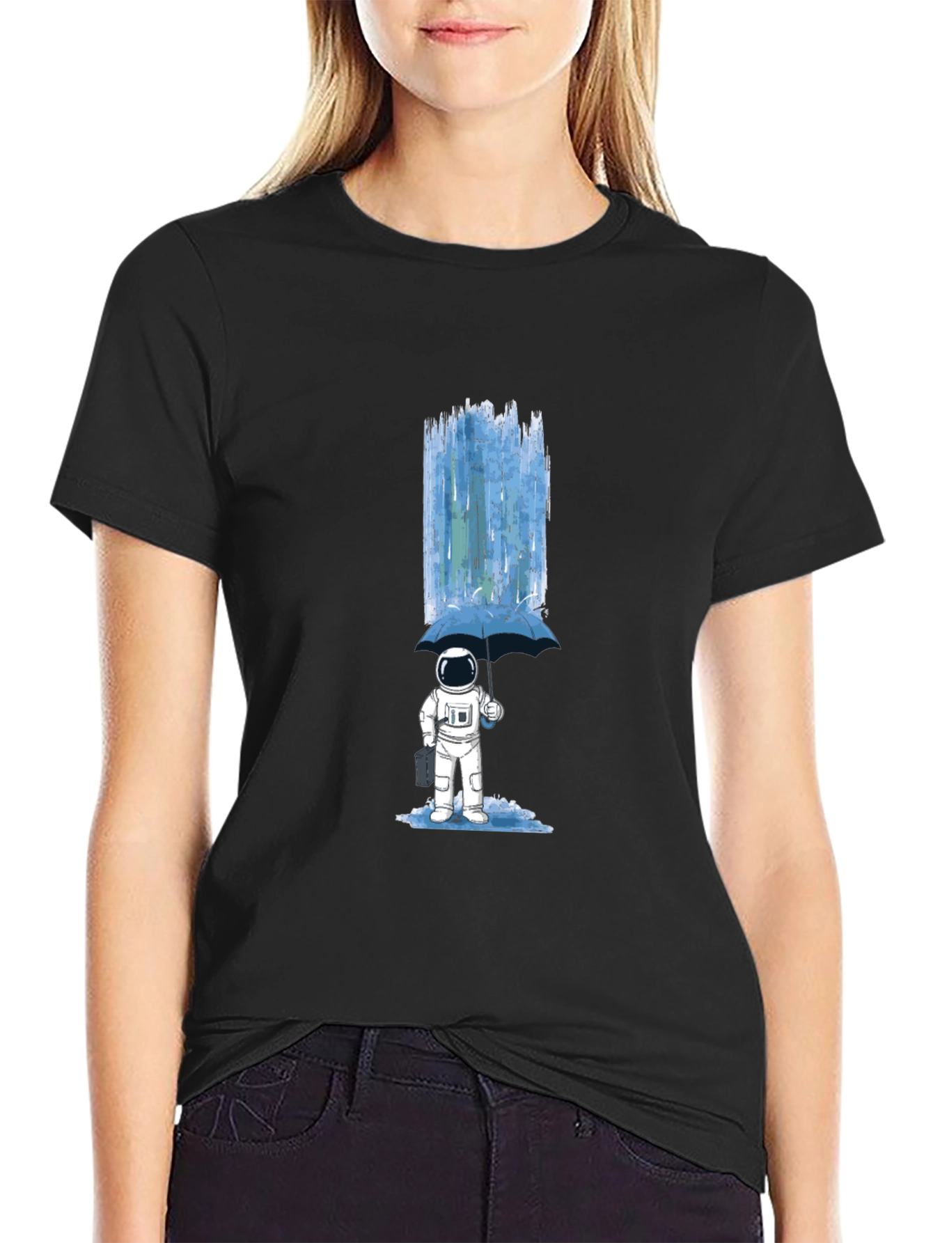 Astronaut Umbrella Graphic T-Shirt - Space Lover Tee