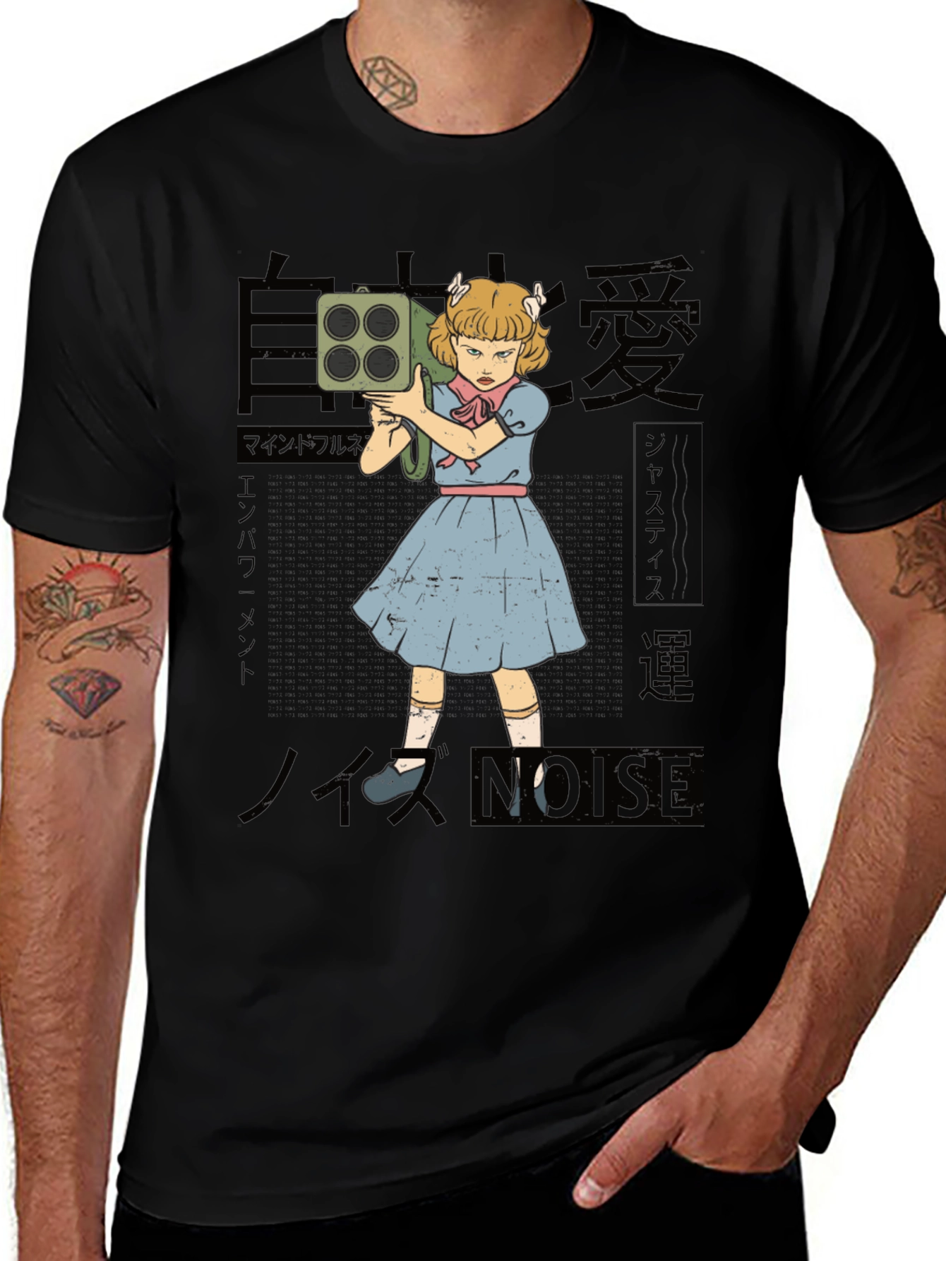 Graphic Novelty T-Shirt - Retro Cartoon Girl with Bazooka