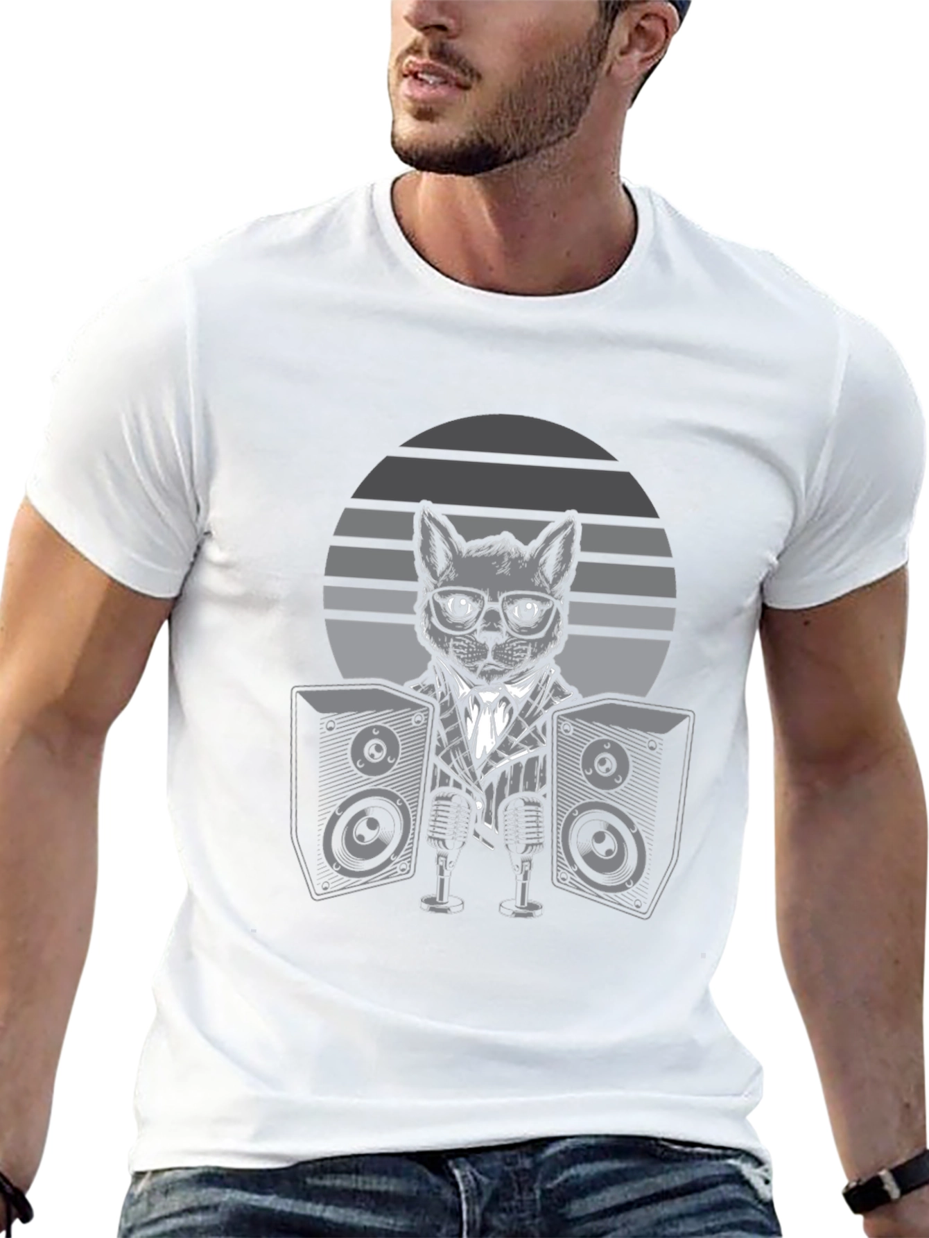 DJ Cat Graphic Tee - Cool Musician T-Shirt