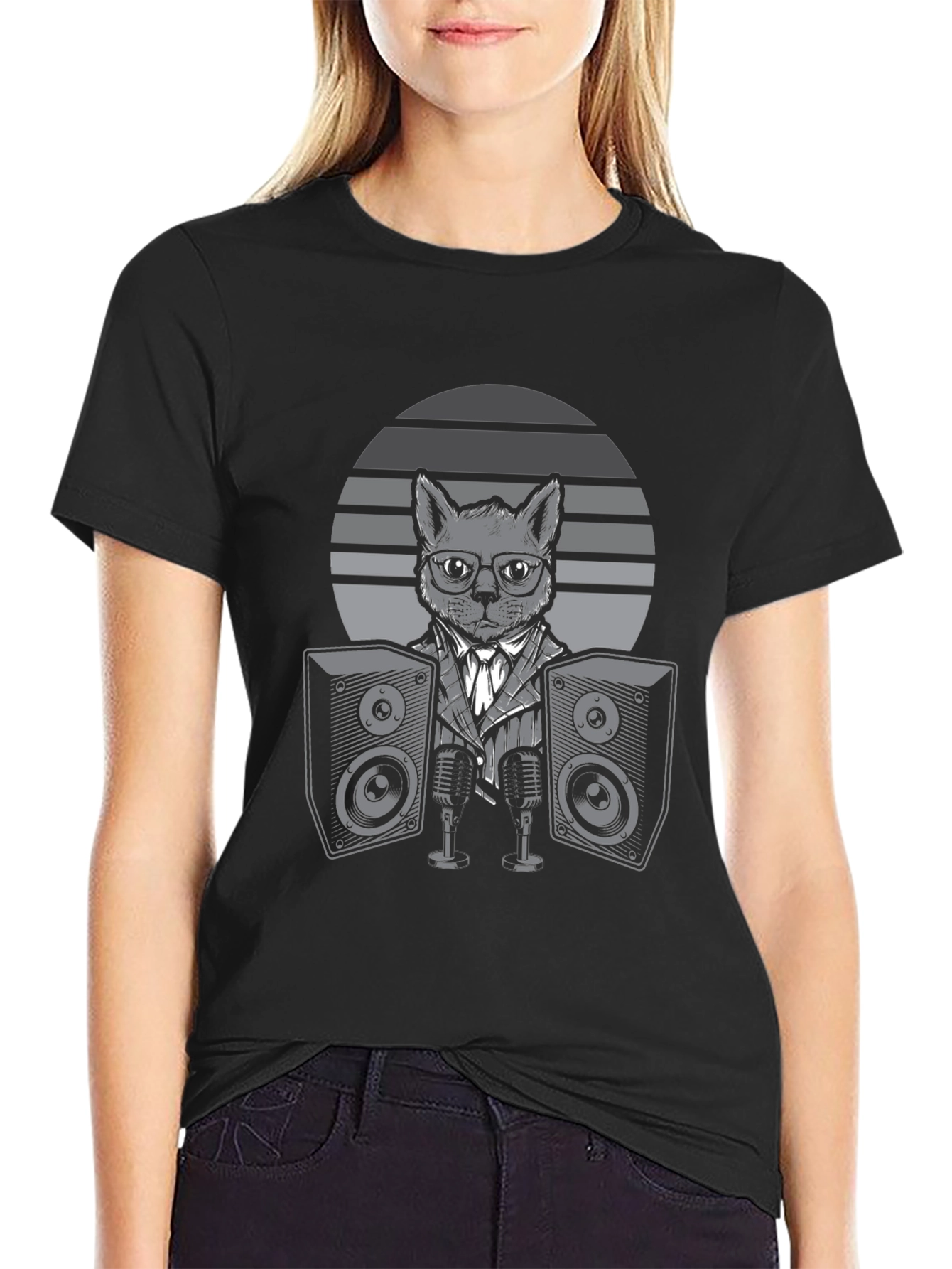 DJ Cat Graphic Tee - Cool Musician T-Shirt