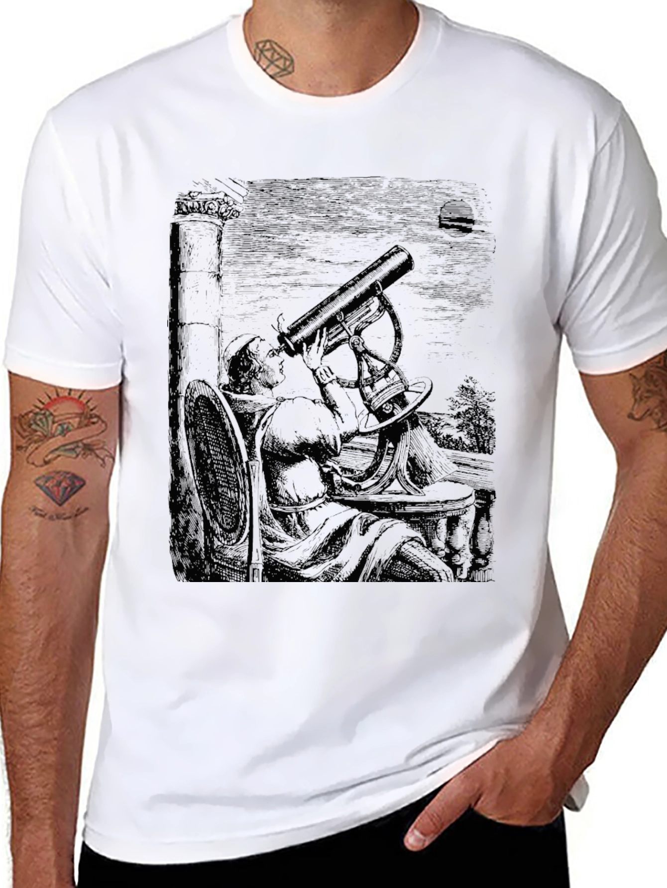 Astronomer Graphic Tee - Black Cotton T-Shirt