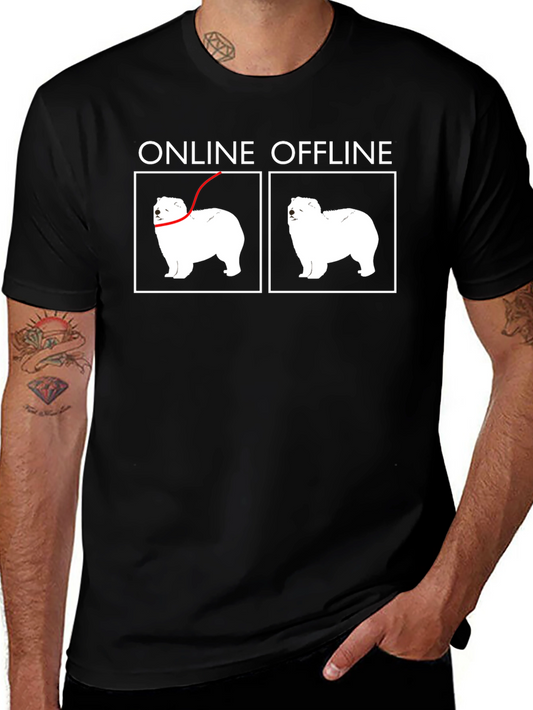 Online Offline Dog Graphic T-Shirt