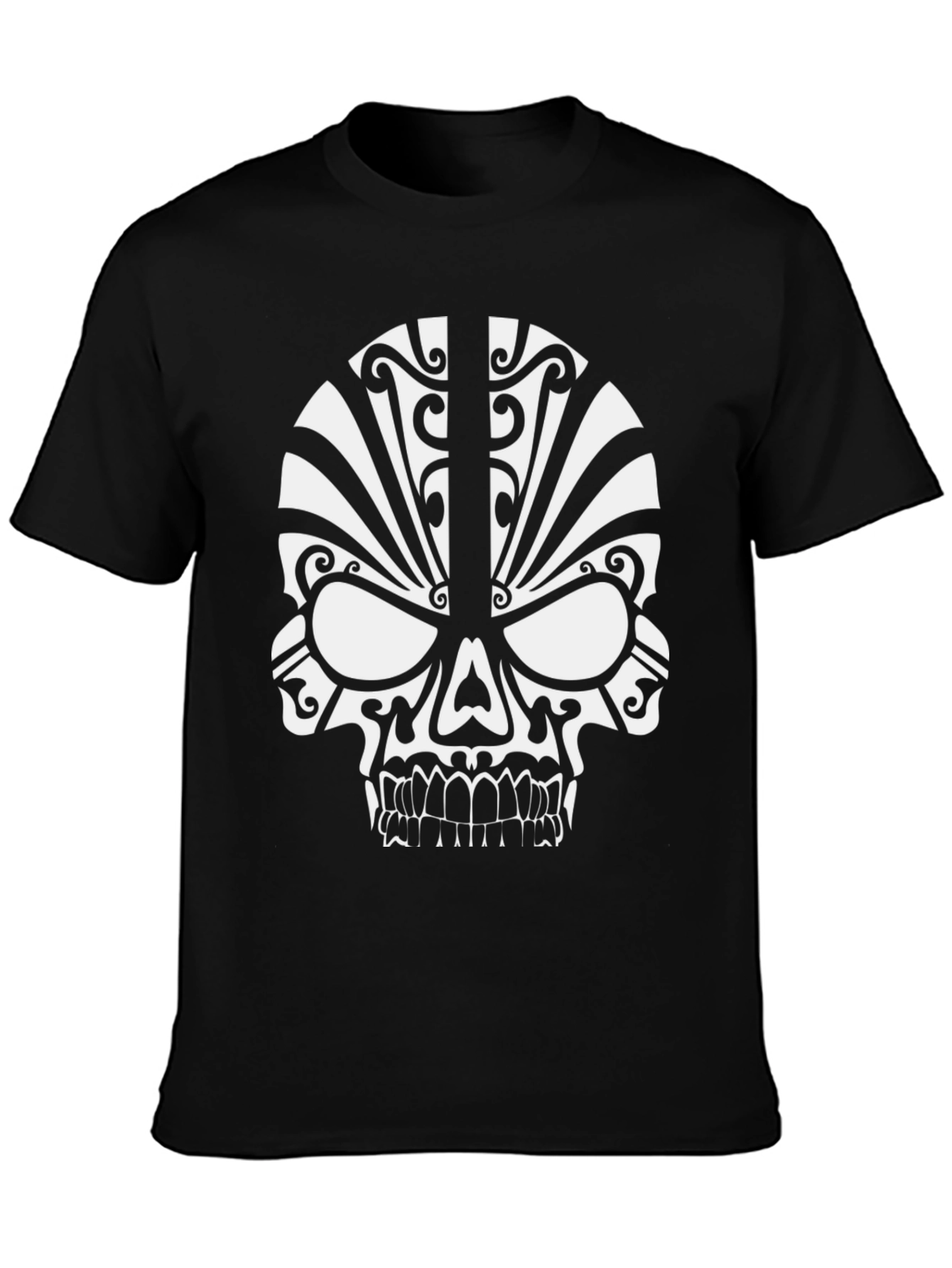 Tribal Skull Graphic T-Shirt - Black