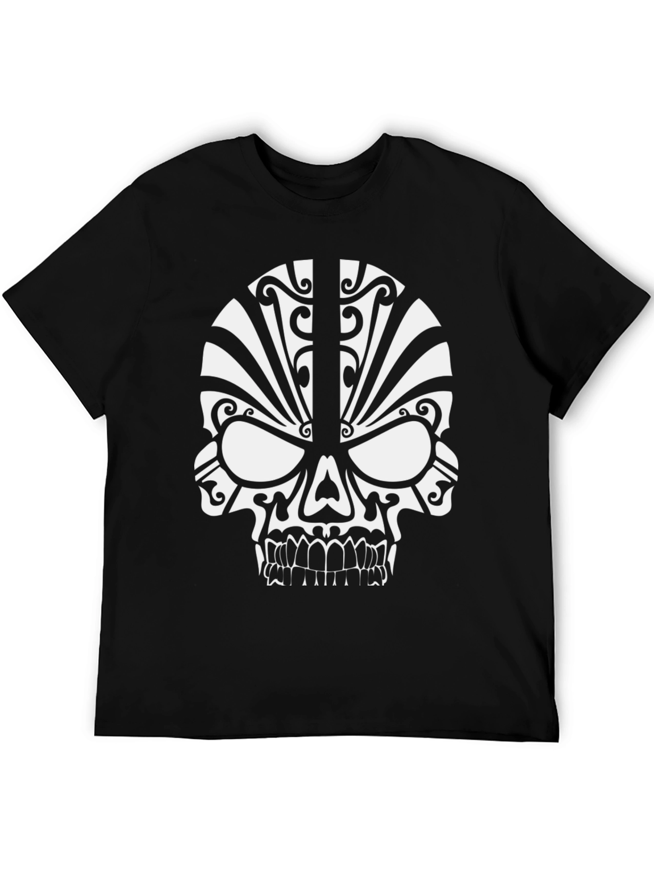 Tribal Skull Graphic T-Shirt - Black
