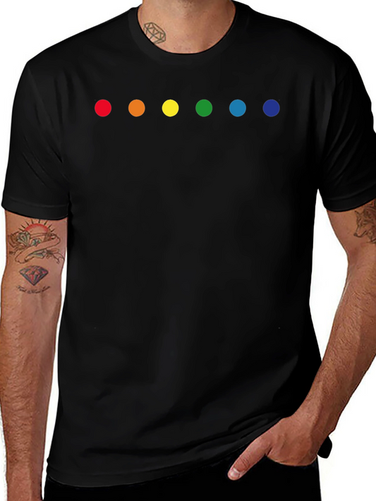 Rainbow Dot Graphic Tee - Black Crew Neck