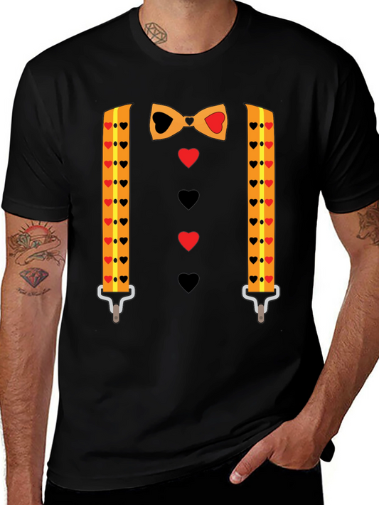 Novelty Valentines Day Suspenders and Bowtie T-Shirt