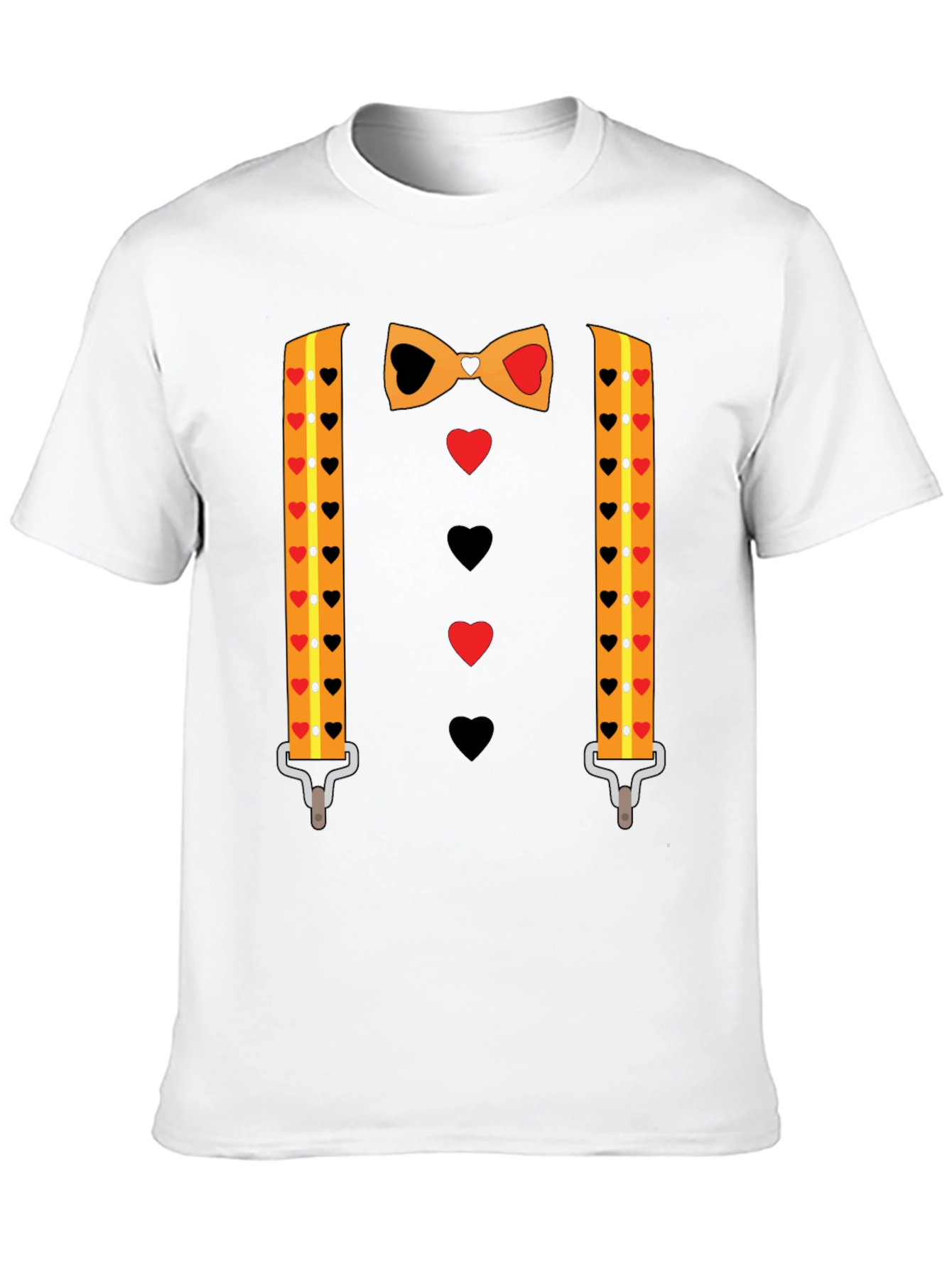 Novelty Valentines Day Suspenders and Bowtie T-Shirt