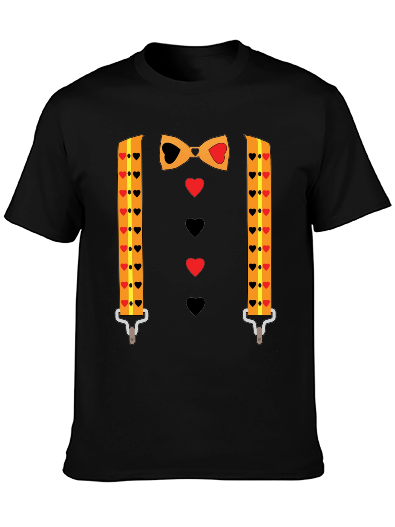 Novelty Valentines Day Suspenders and Bowtie T-Shirt
