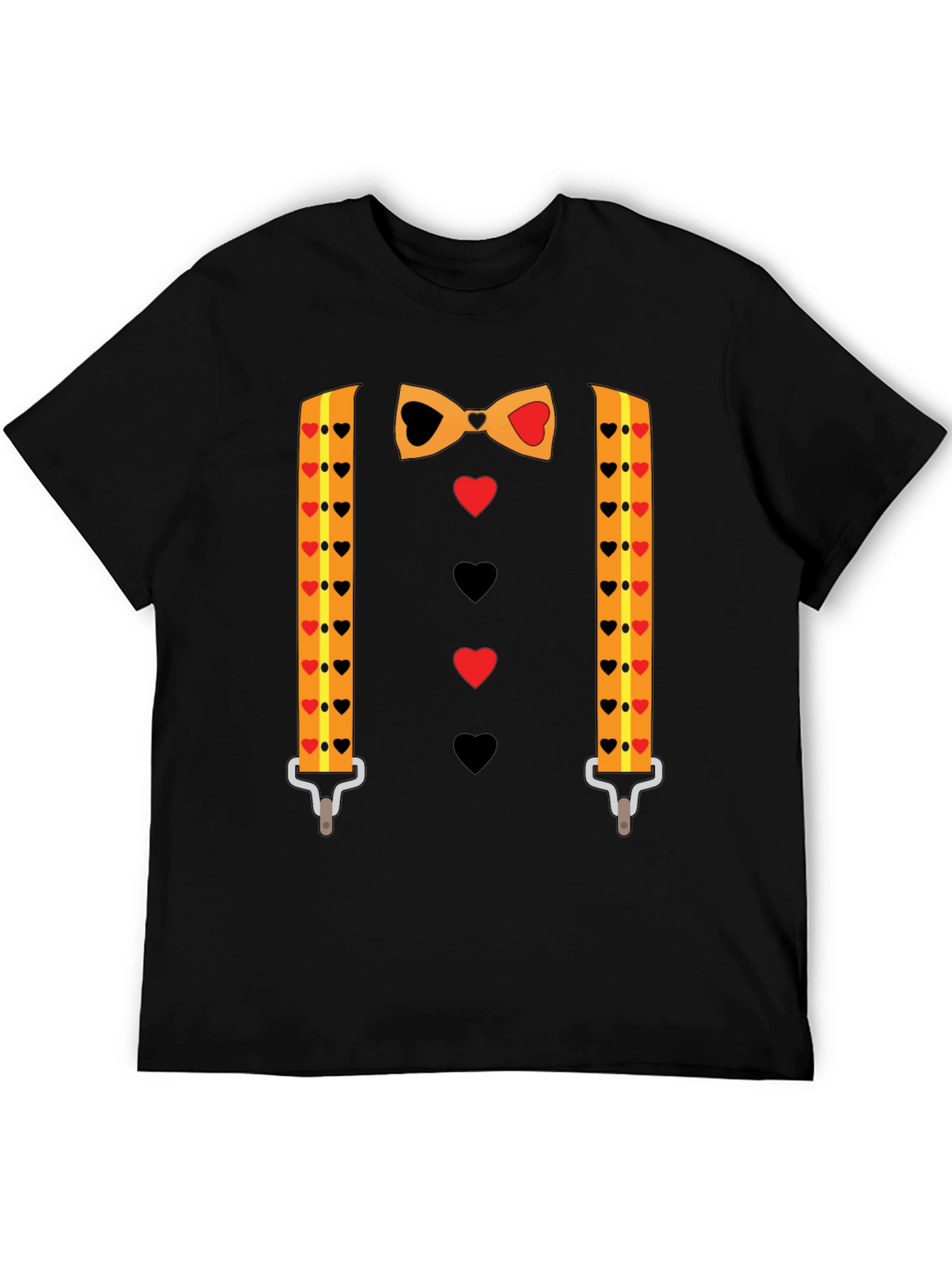 Novelty Valentines Day Suspenders and Bowtie T-Shirt