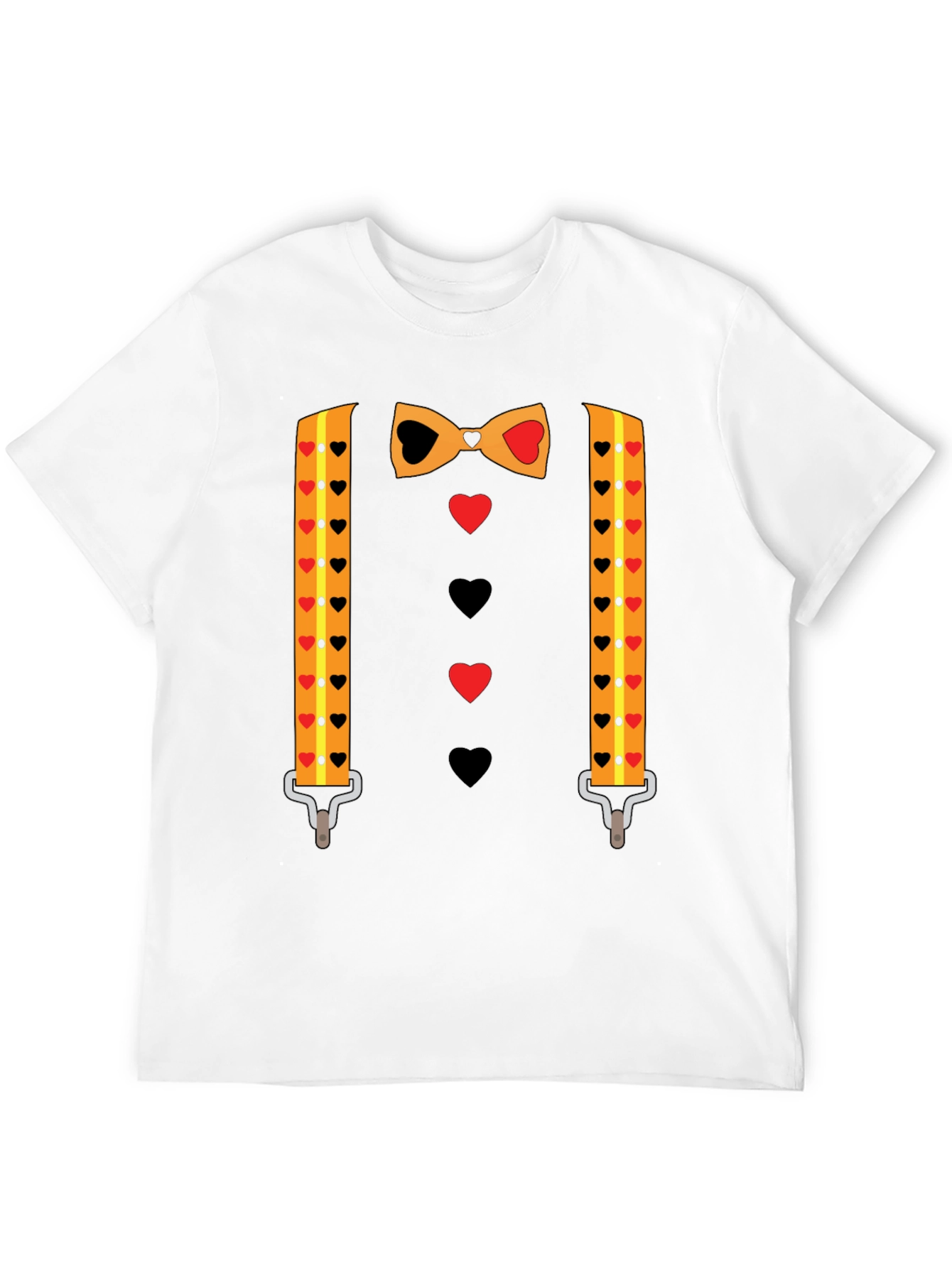 Novelty Valentines Day Suspenders and Bowtie T-Shirt