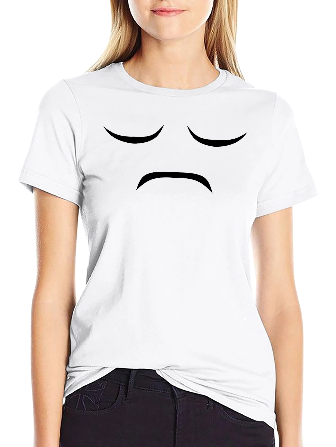 Sad Face Black T-Shirt: Express Yourself!