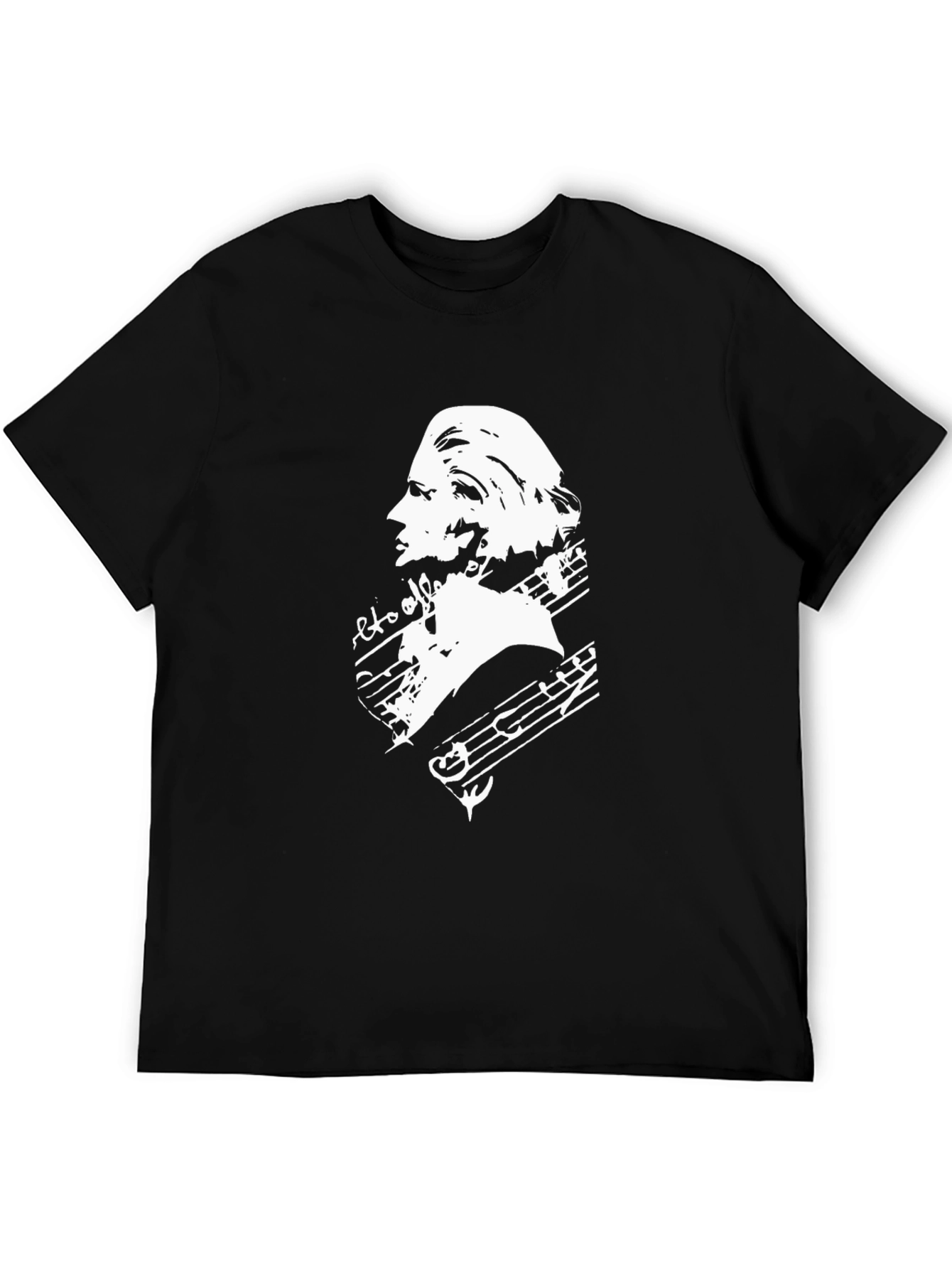 Musical Mozart Graphic T-Shirt - Classic Black