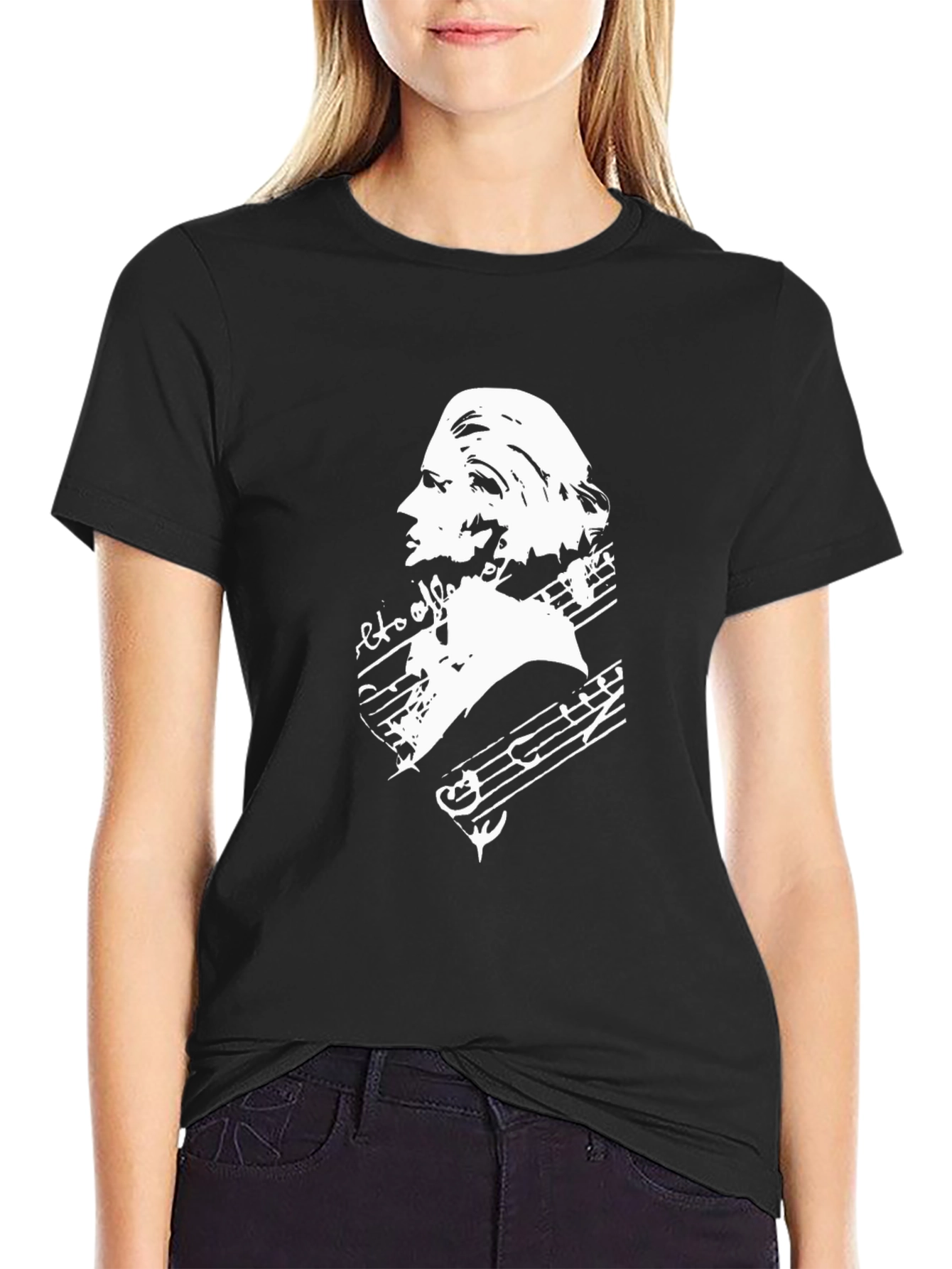 Musical Mozart Graphic T-Shirt - Classic Black