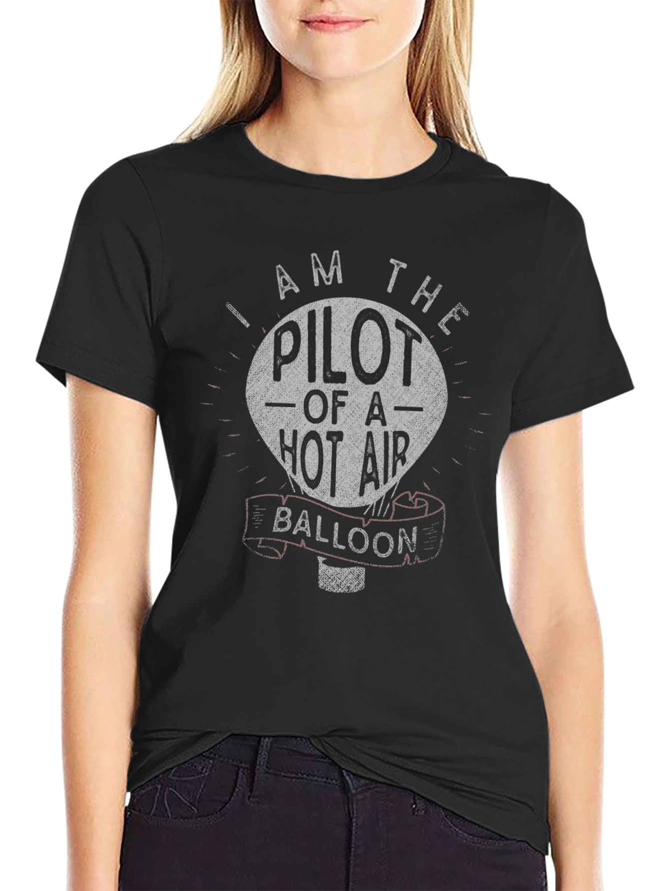 I am the Pilot Hot Air Balloon Black T-Shirt