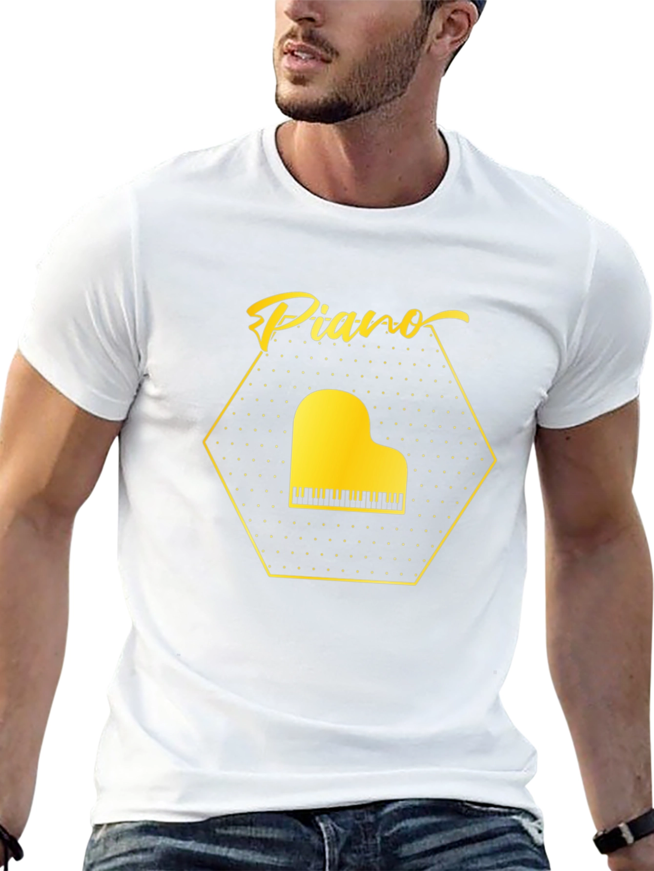 Piano Graphic Tee - Musical Instrument T-Shirt