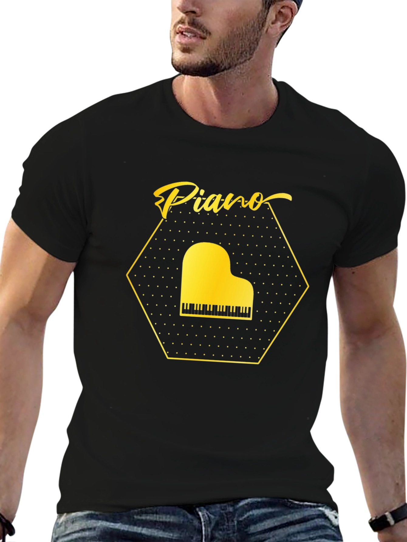 Piano Graphic Tee - Musical Instrument T-Shirt