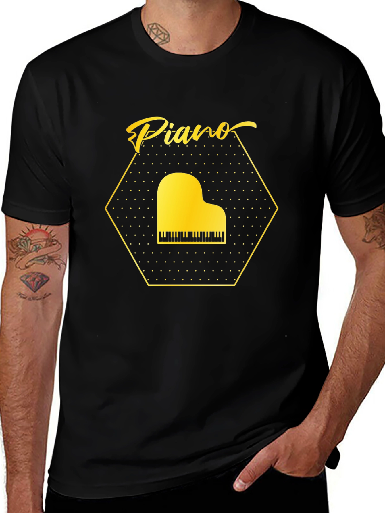 Piano Graphic Tee - Musical Instrument T-Shirt