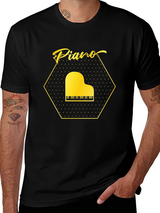 Piano Graphic Tee - Musical Instrument T-Shirt