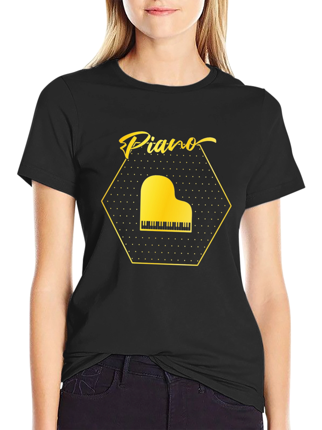Piano Graphic Tee - Musical Instrument T-Shirt