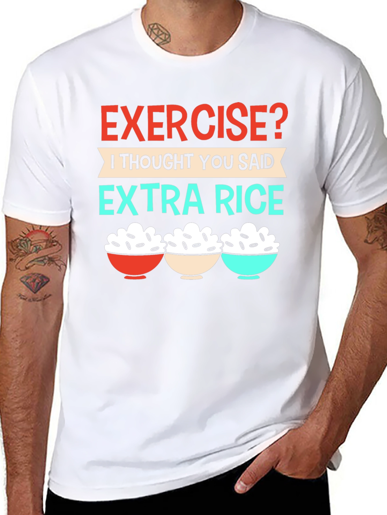 Exercise? Extra Rice T-Shirt - Funny Foodie Tee