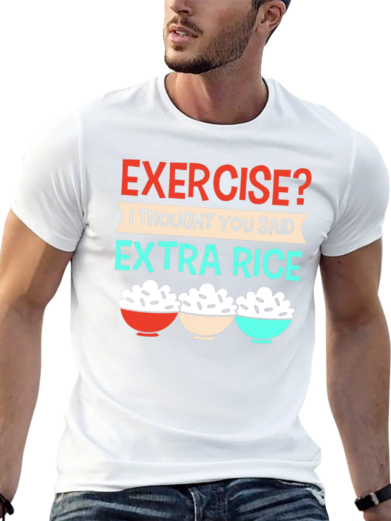Exercise? Extra Rice T-Shirt - Funny Foodie Tee