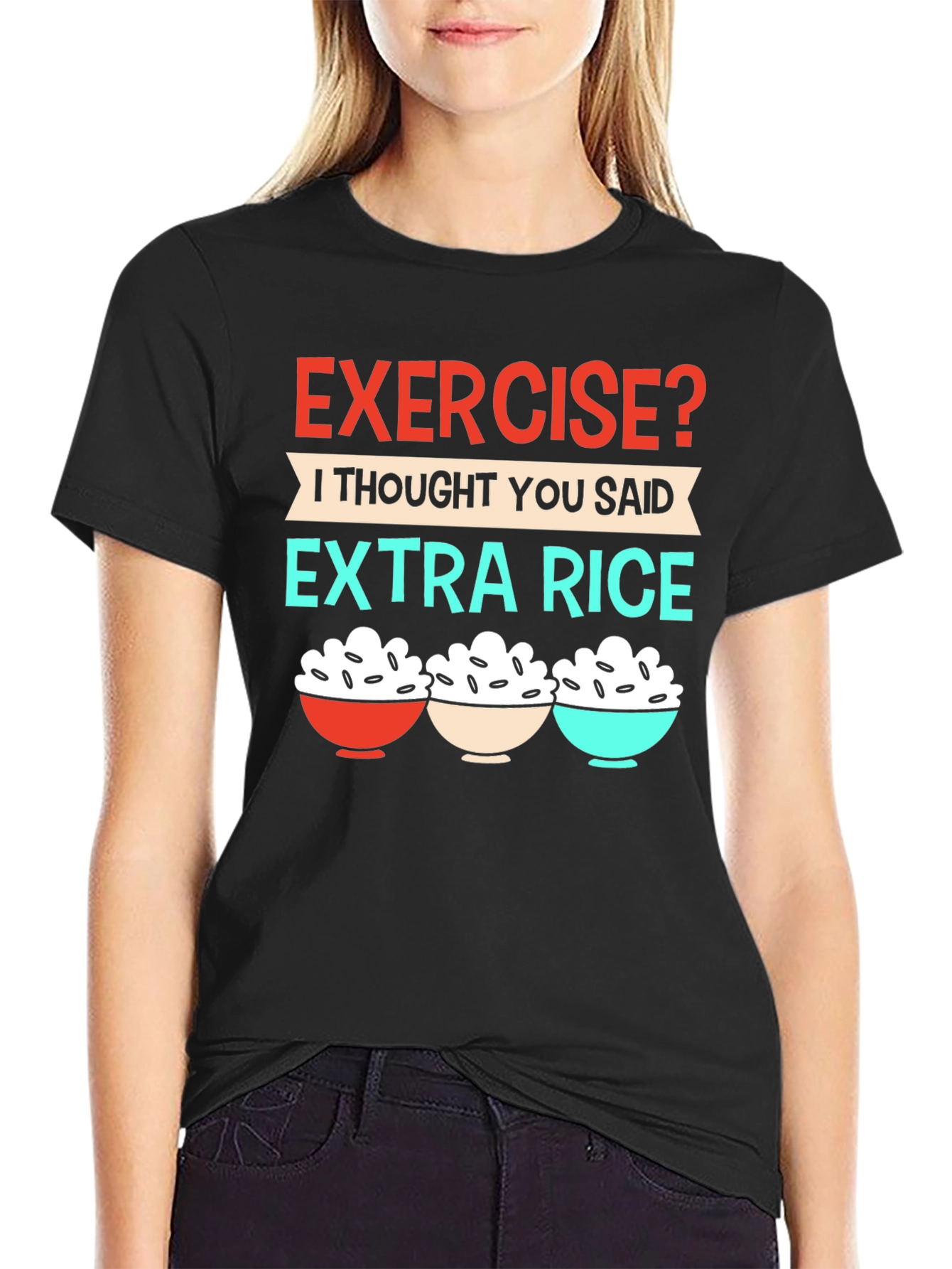 Exercise? Extra Rice T-Shirt - Funny Foodie Tee