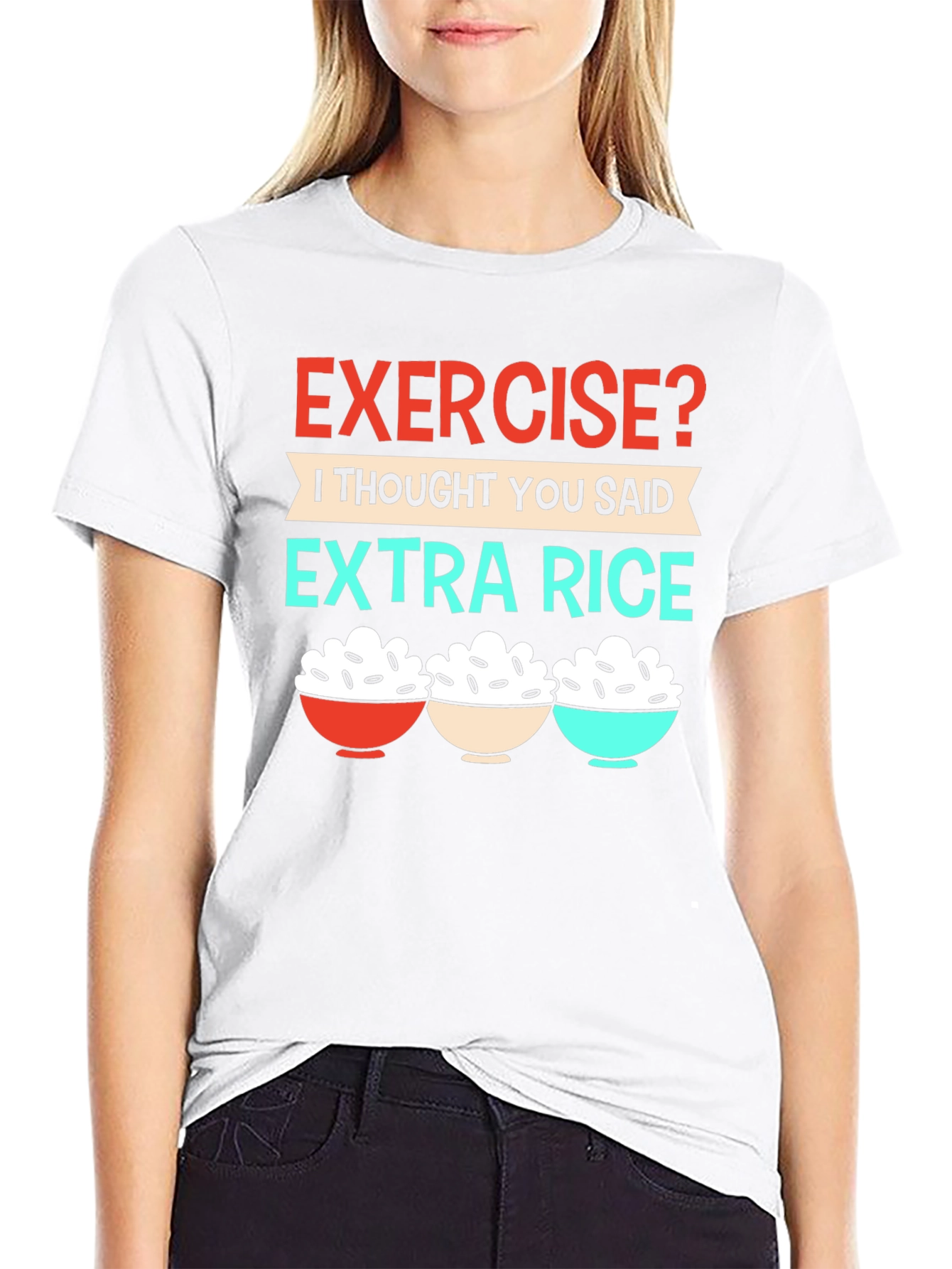 Exercise? Extra Rice T-Shirt - Funny Foodie Tee
